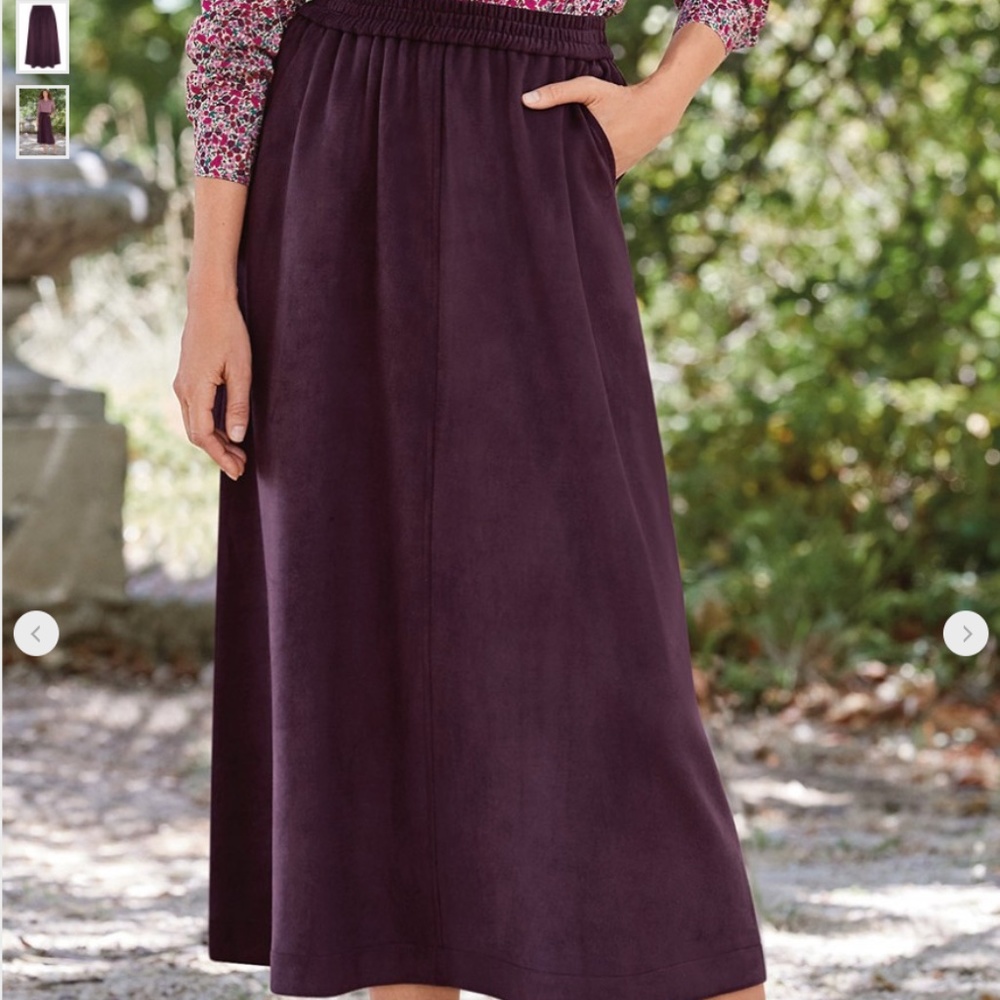 Long Velvet Suede Skirt Purple Plum US 8 UK 12